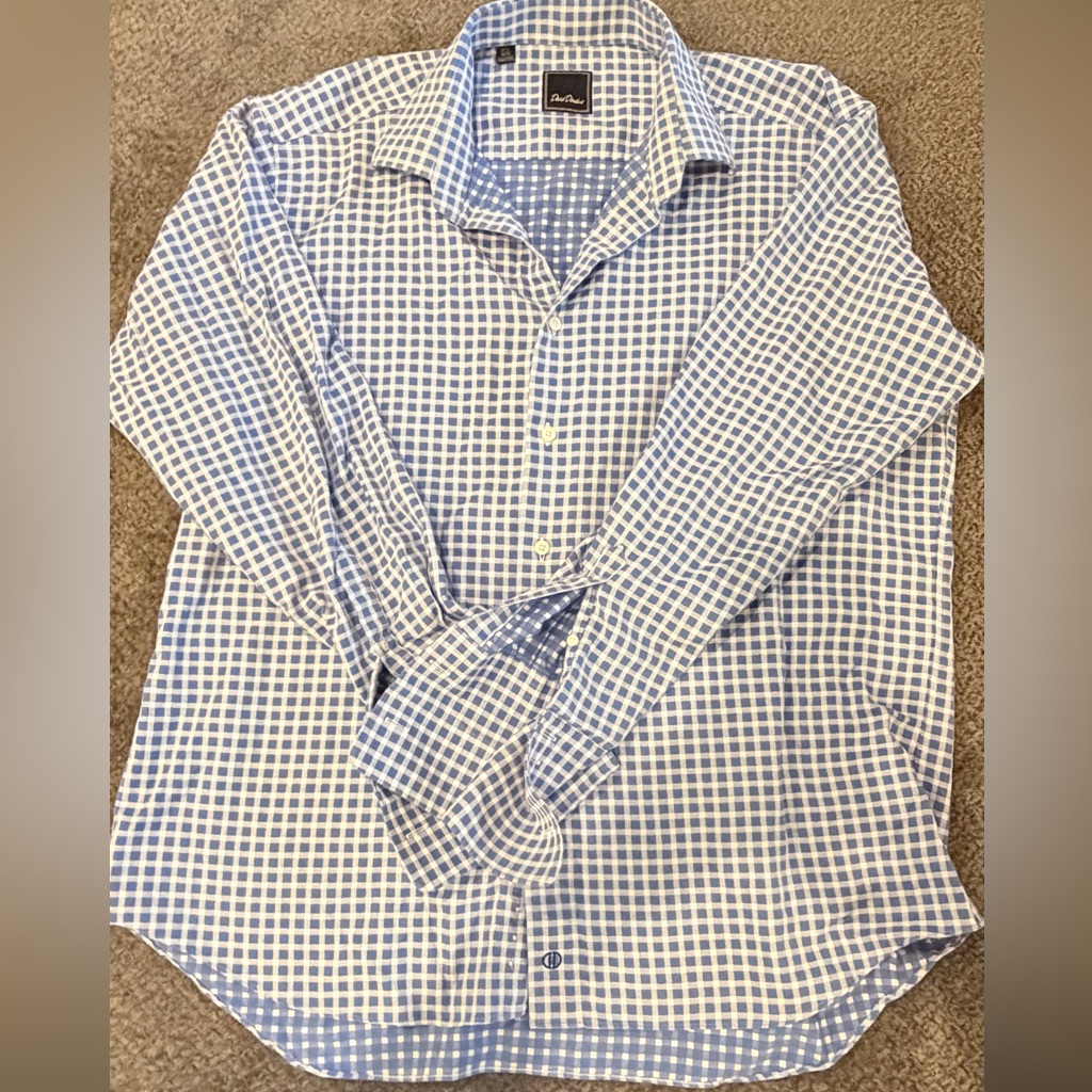 David Donahue Blue And White Checkered Shirt